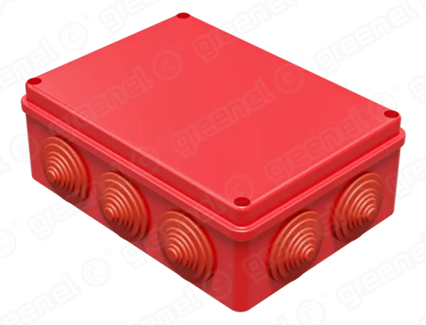 Коробка распаячная для о/п 190х140х70мм IP55 (20шт) КРАСНАЯ 10 гермовводов