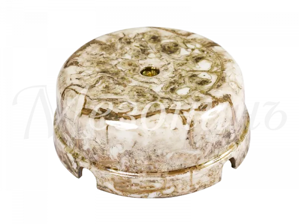 Коробка распределительная фарфоровая D80мм, высота 33мм, IP20, цвет - мрамор, ТМ "МЕЗОНИНЪ" GE70235-