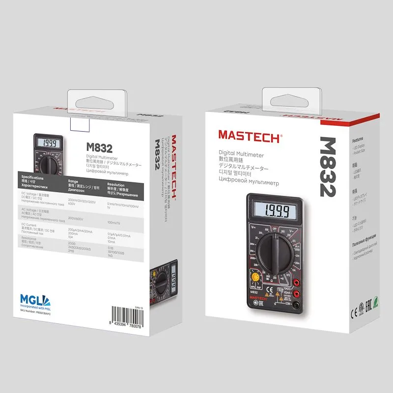 Портативный мультиметр M832 MASTECH - Фото 3