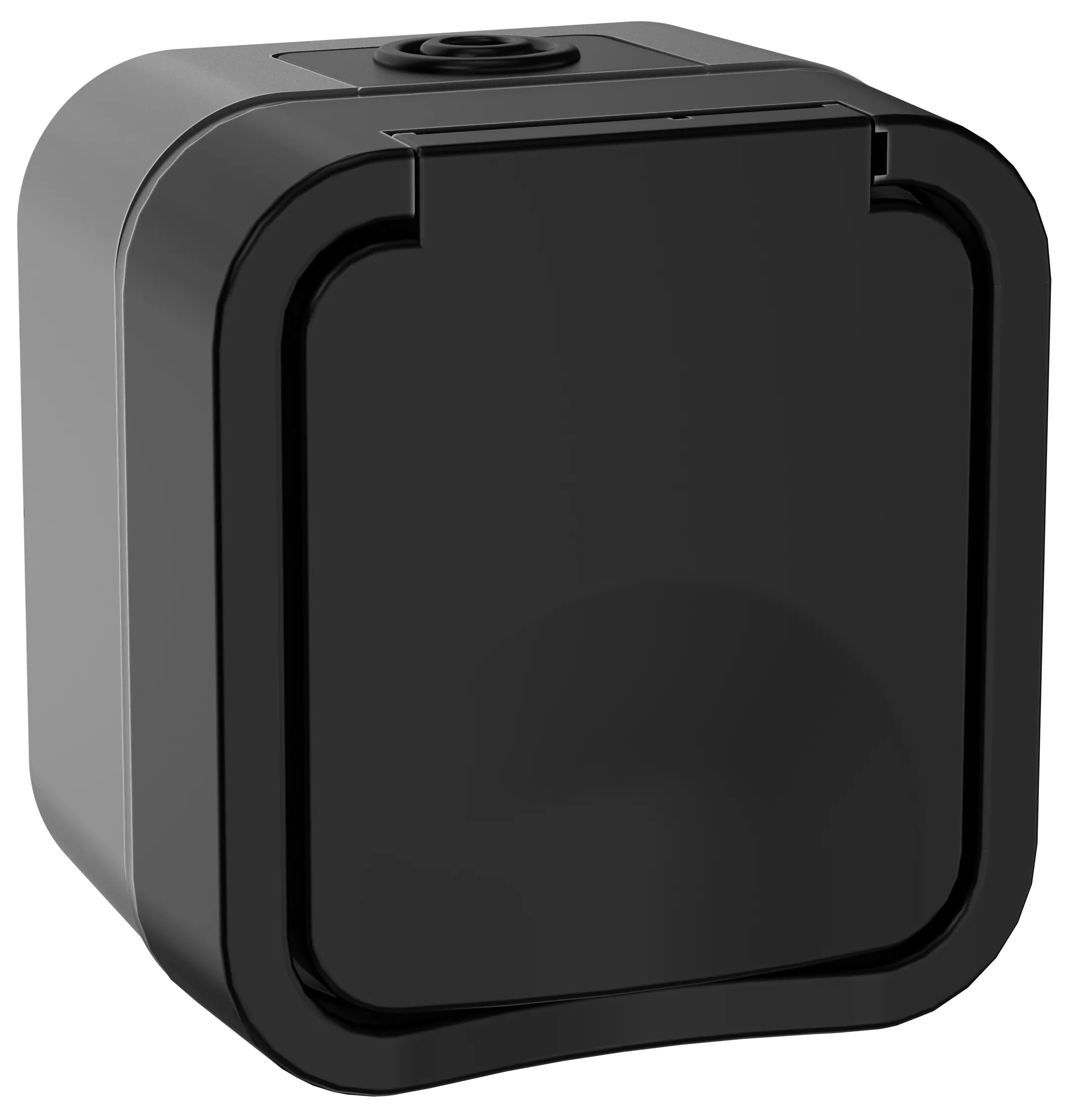 TORS Розетка 1-местная с заземляющим контактом и крышкой 16А IP55 TS120 графит IEK TS-R16-16-55-K53