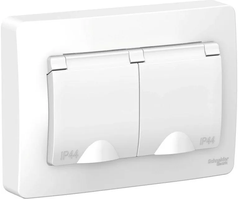 Розетка 2-м СП Blanca 16А IP44 250В с заземл. защ. шторки с крышкой бел. SE BLNRS441121