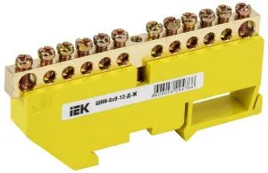 Шина PE "земля" на DIN-изол ШНИ-6х9-12-Д-Ж IEK YNN10-69-12D-K05