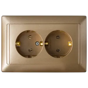 Розетка штепсельная двухместная с заземляющим контактом скрытой установки (установка в одноместную м