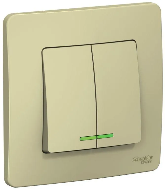 Выключатель 2-кл. СП Blanca 10А IP20 (сх. 5) 250В с подсветкой беж. SE BLNVS010517