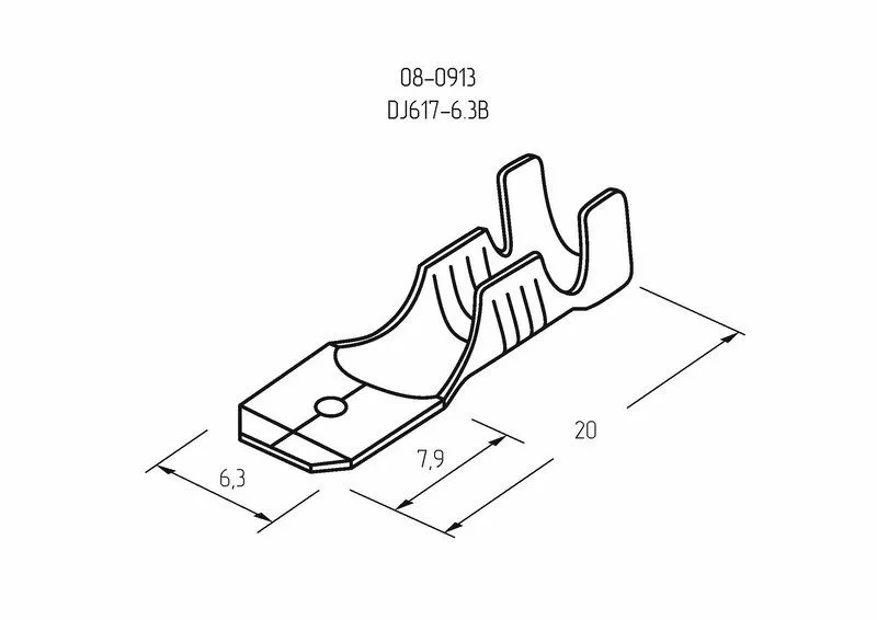 Клемма плоская штекер 6.3 мм 0.75-1.5 мм² (РП-п 1.5-(6.3) L = 20 мм) REXANT - Фото 3
