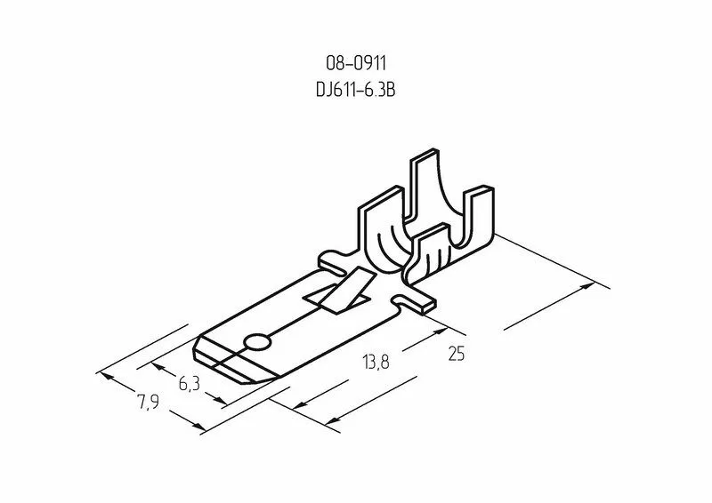 Клемма плоская штекер 6.3 мм 0.75-1.5 мм² (РП-п 1.5-(6.3) L = 25,5 мм) REXANT - Фото 3
