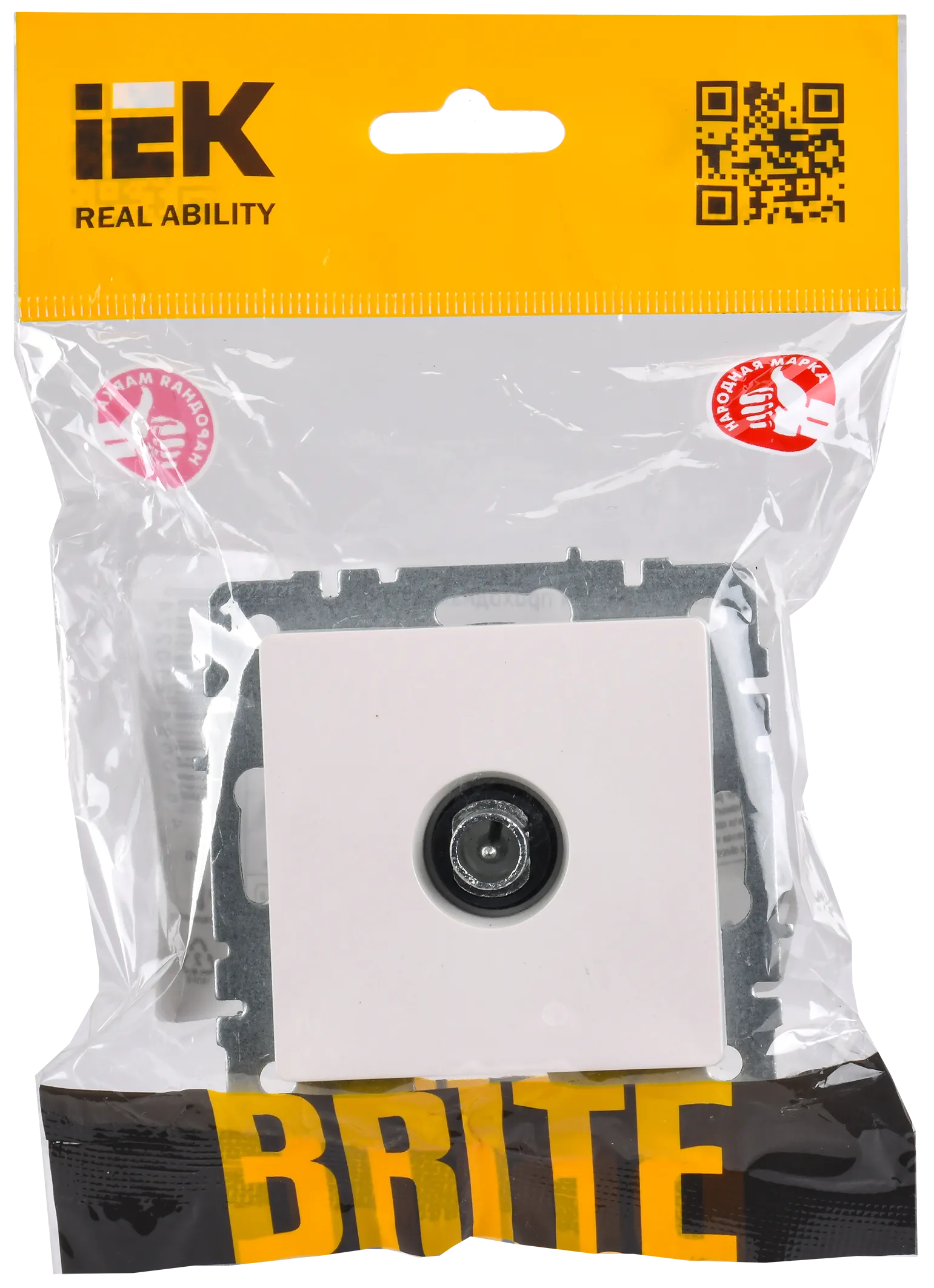 BRITE Розетка TV проходная РТВ10-0-БрЖ жемчуг IEK - Фото 2