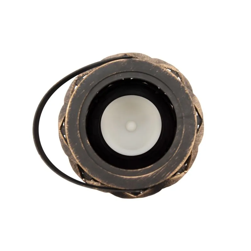 Декоративный фонарь со свечкой, плетеный корпус, бронза, размер 14х14х16,5 см, цвет теплый белый - Фото 4