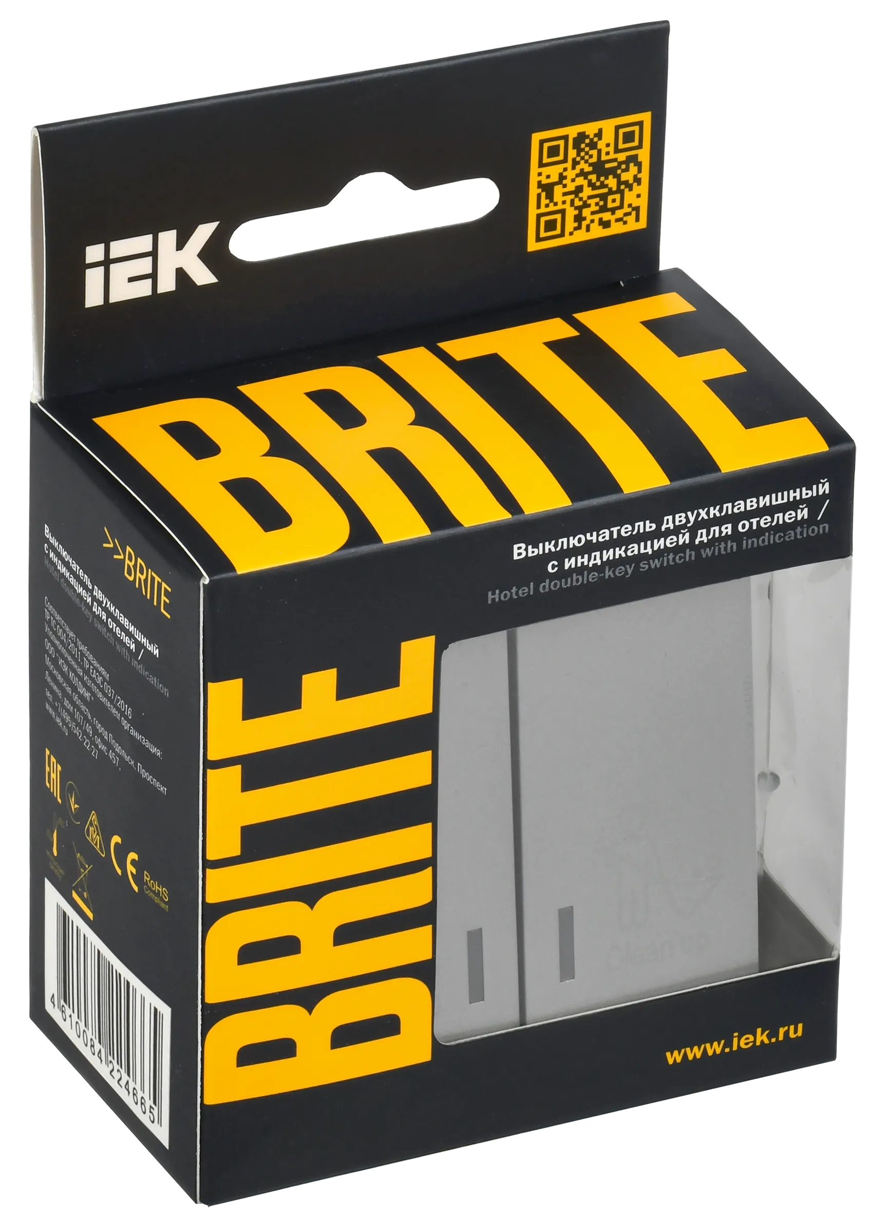 BRITE Выключатель 2-клавишный с индикацией для отелей 10А ВС10-2-9-БрА алюминий IEK - Фото 2