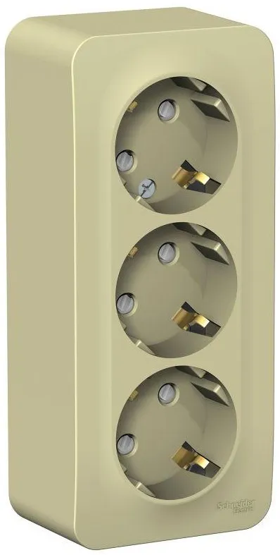 Розетка 3-м ОП Blanca 16А IP20 250В с заземл. защ. шторки с изолир. пластиной беж. SE BLNRA011317 - Фото 2