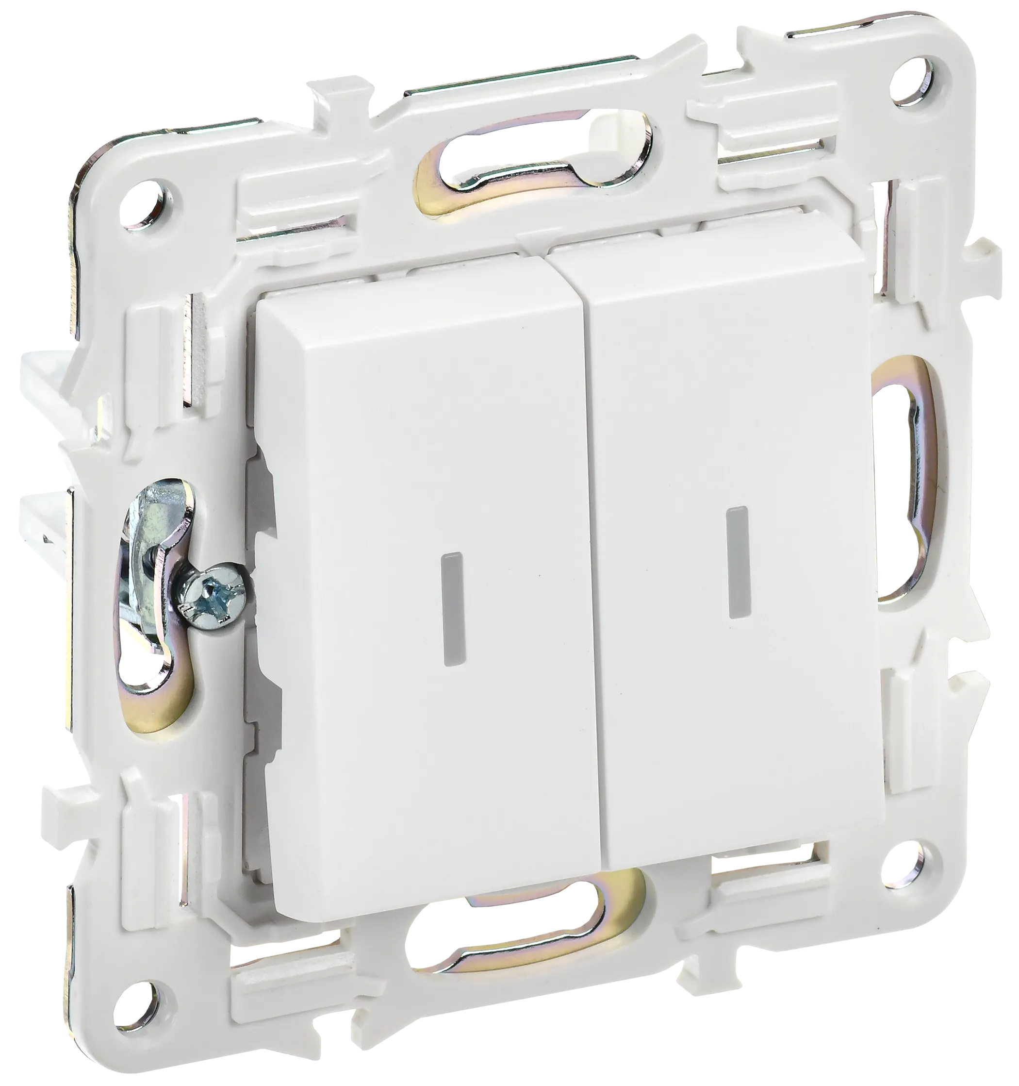 SKANDY Выключатель 2-клавишный проходной с индикацией 10А SK-V10W арктический белый IEK