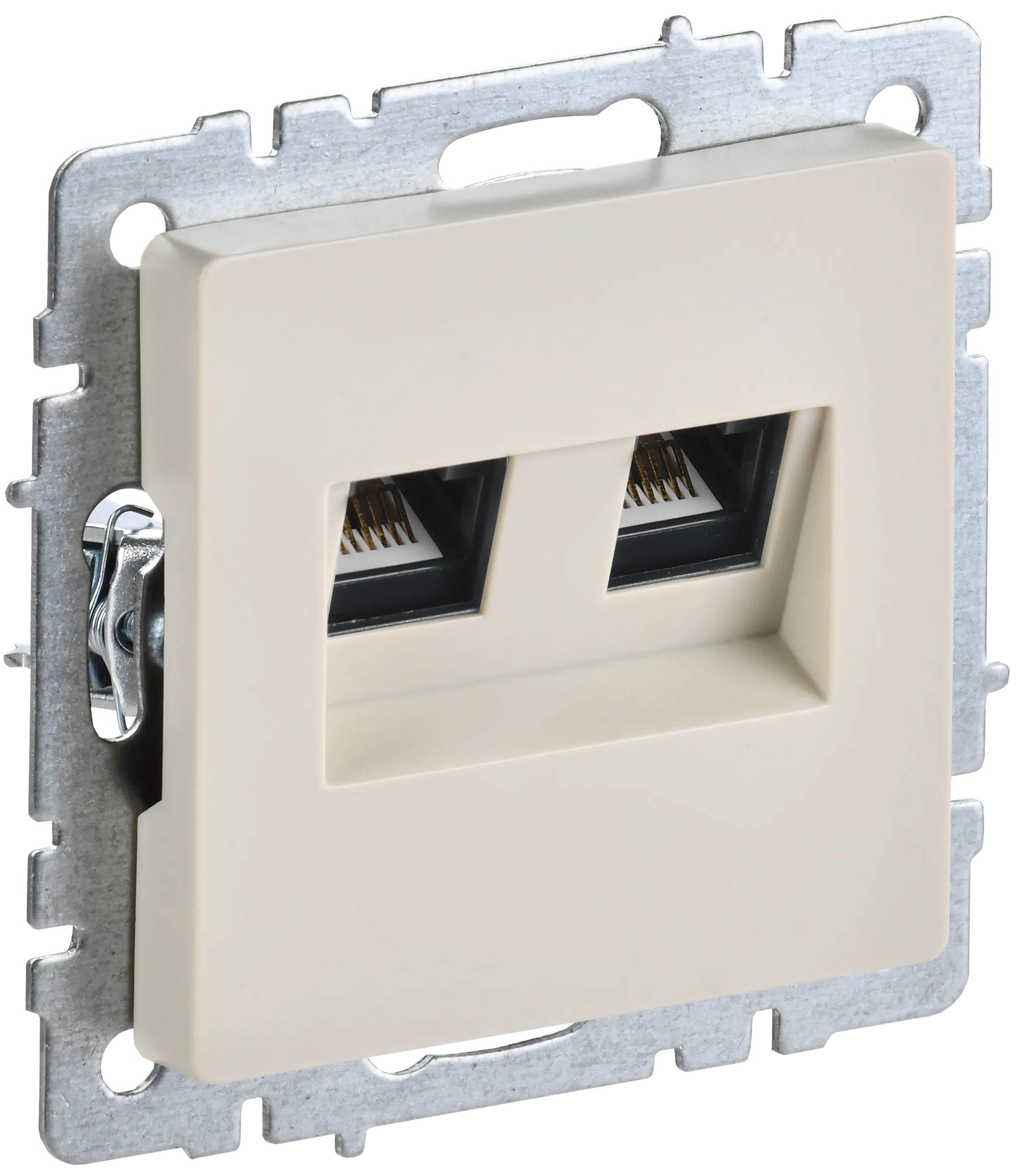 BRITE Розетка компьютерная двойная RJ45 кат.6 РК11-2-БрКр бежевый IEK