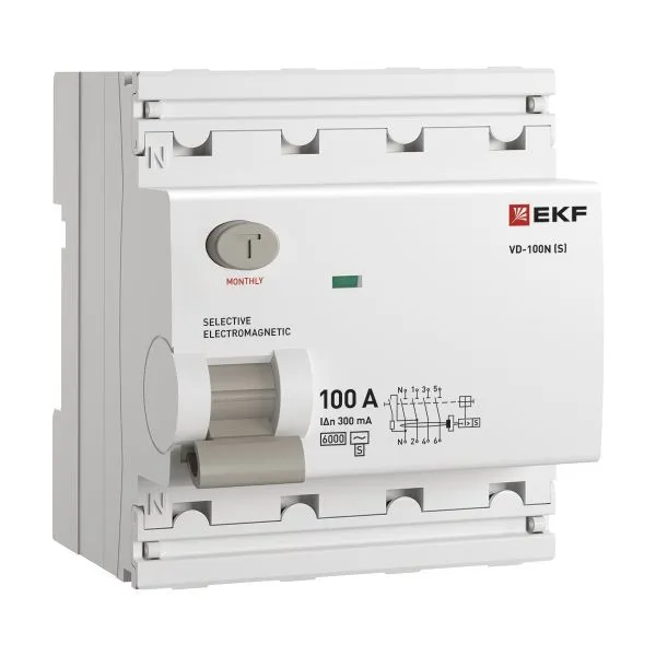 ВДТ ВД-100N (S) 4P 100А 300мА AC эл-мех 6кА PROXIMA EKF