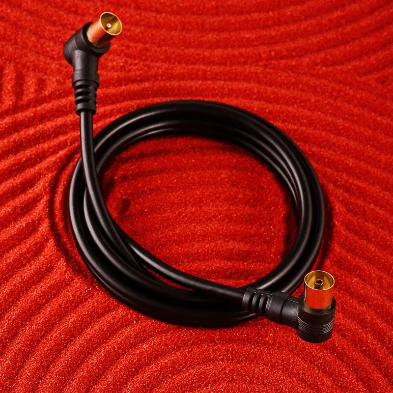 Шнур ТВ гнездо - ТВ штекер, угловой, 1,5м, черный REXANT - Фото 2