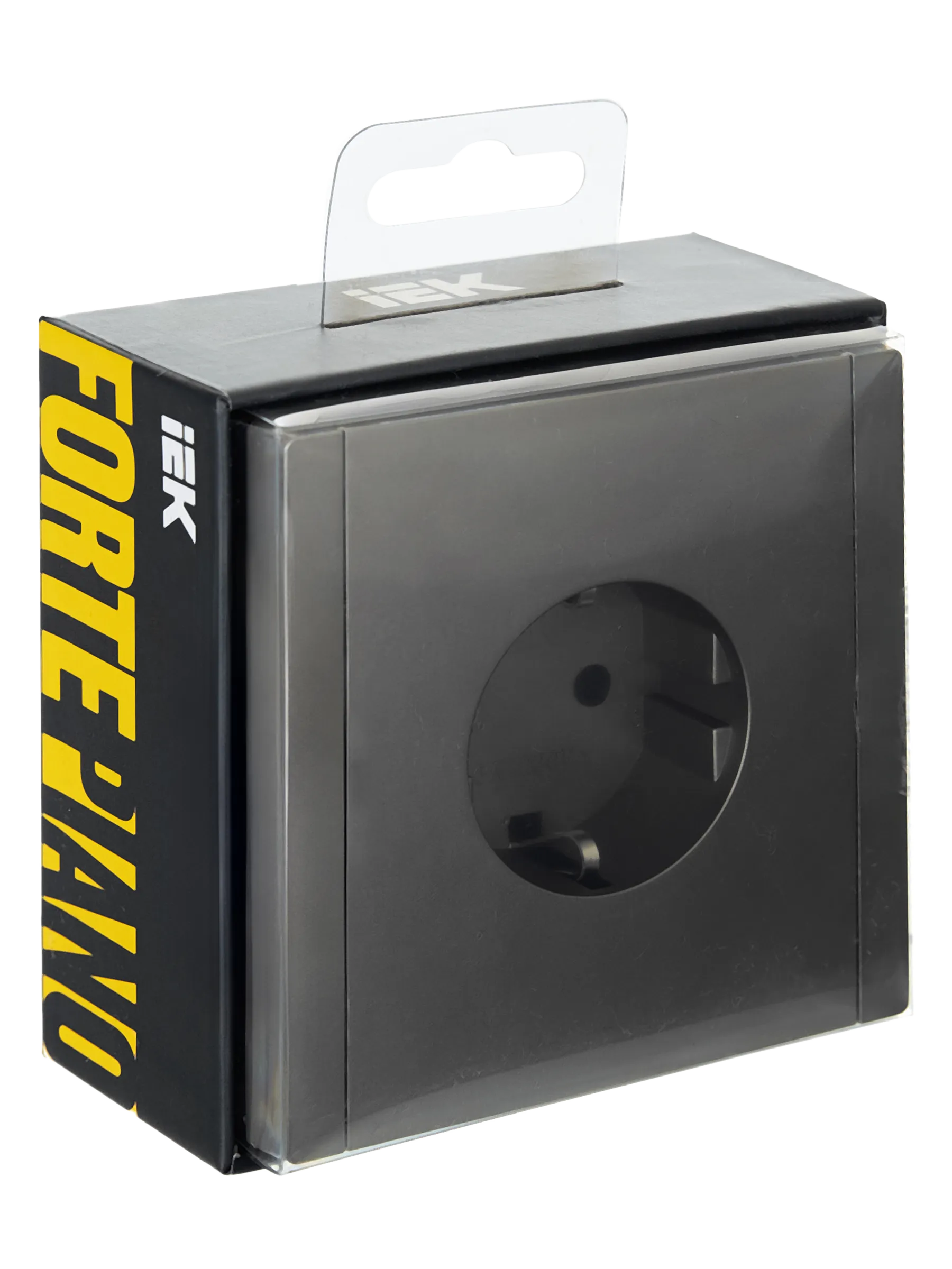 FORTE&PIANO Розетка 1-местная с заземлением с защитными шторками винтовое крепление 16А FP515 сталь IEK - Фото 2