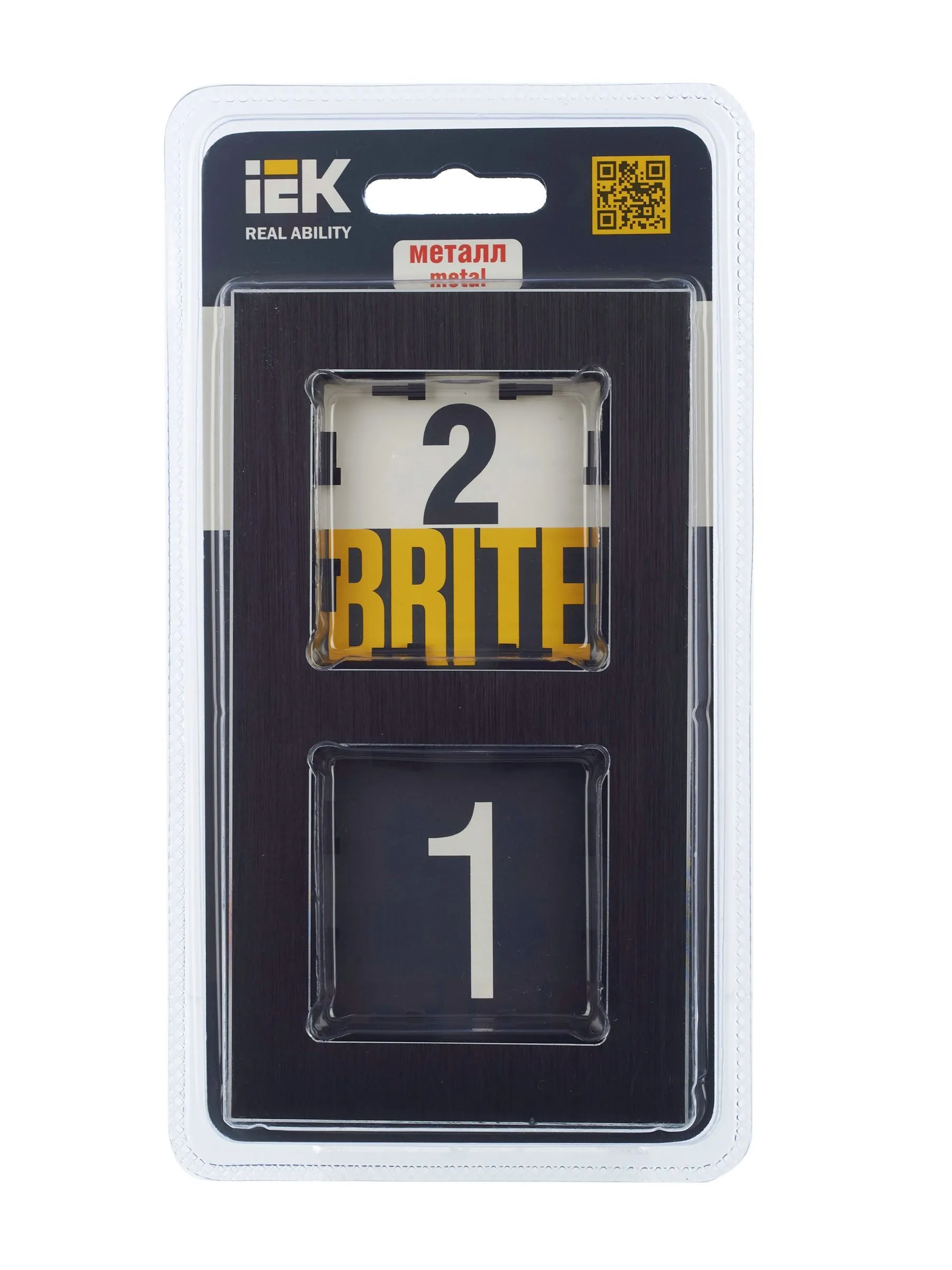 BRITE Рамка 2 -местная РУ-2-1-БрЧ металл черный IEK - Фото 4