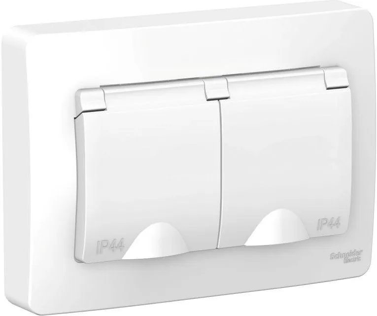 Розетка 2-м СП Blanca 16А IP44 250В с заземл. защ. шторки с крышкой бел. SE BLNRS441121 - Фото 2