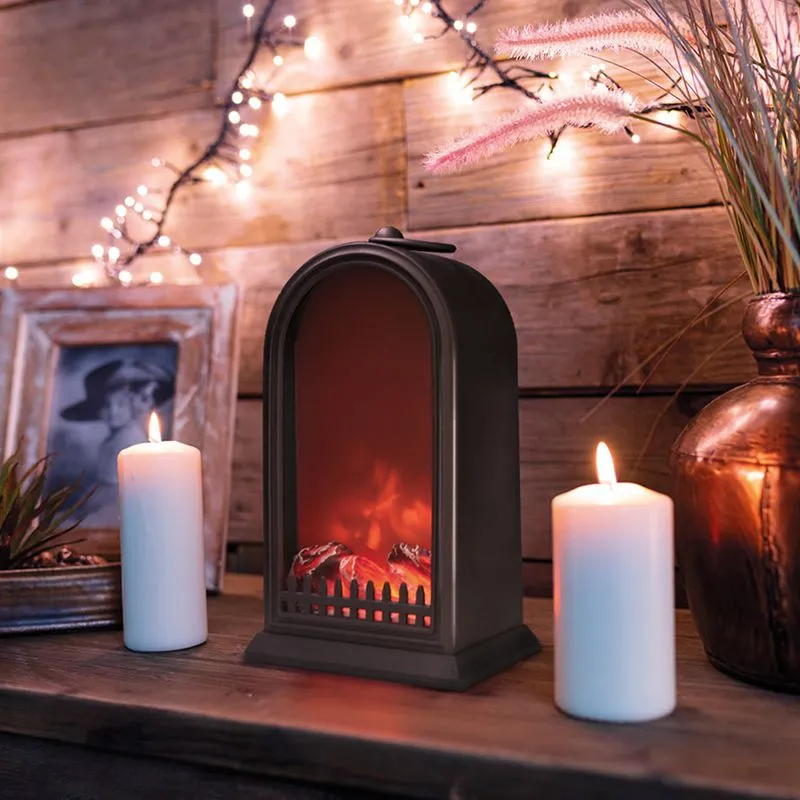 Светодиодный камин Фьюжн с эффектом живого огня 14,7x11,7x25 см, батарейки 2хС (не в комплекте) USB, черный - Фото 2