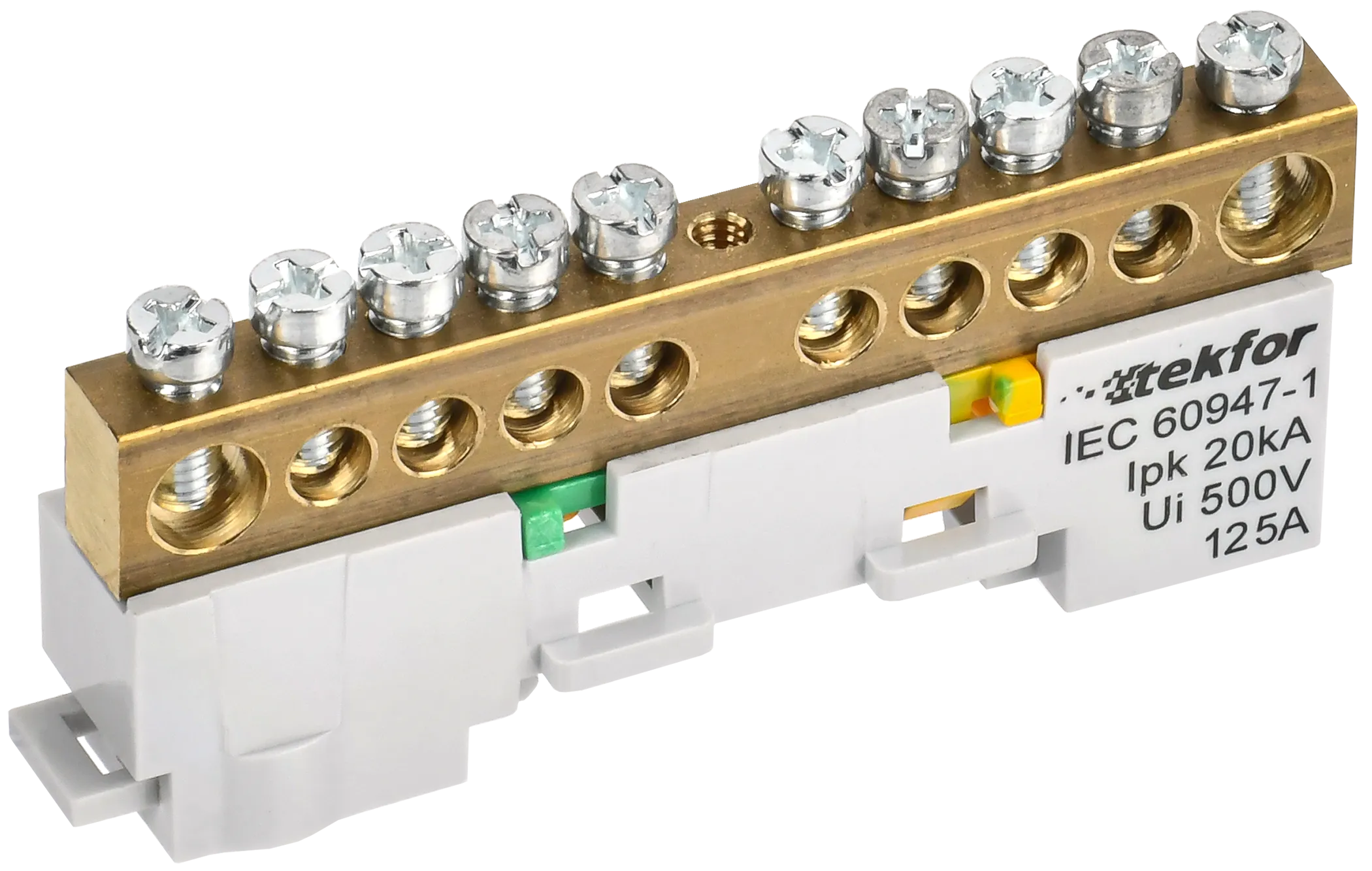 TEKFOR Шина PE "земля" неизолированная на универсальном держателе 8х12-10-Ж IEK TF-NN20-10-DL-K05