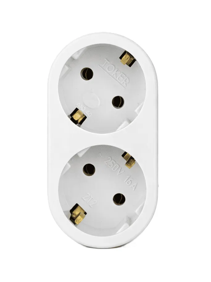 Разветвитель электрический 2 розетки с заземлением, 16А, белый DEKRON