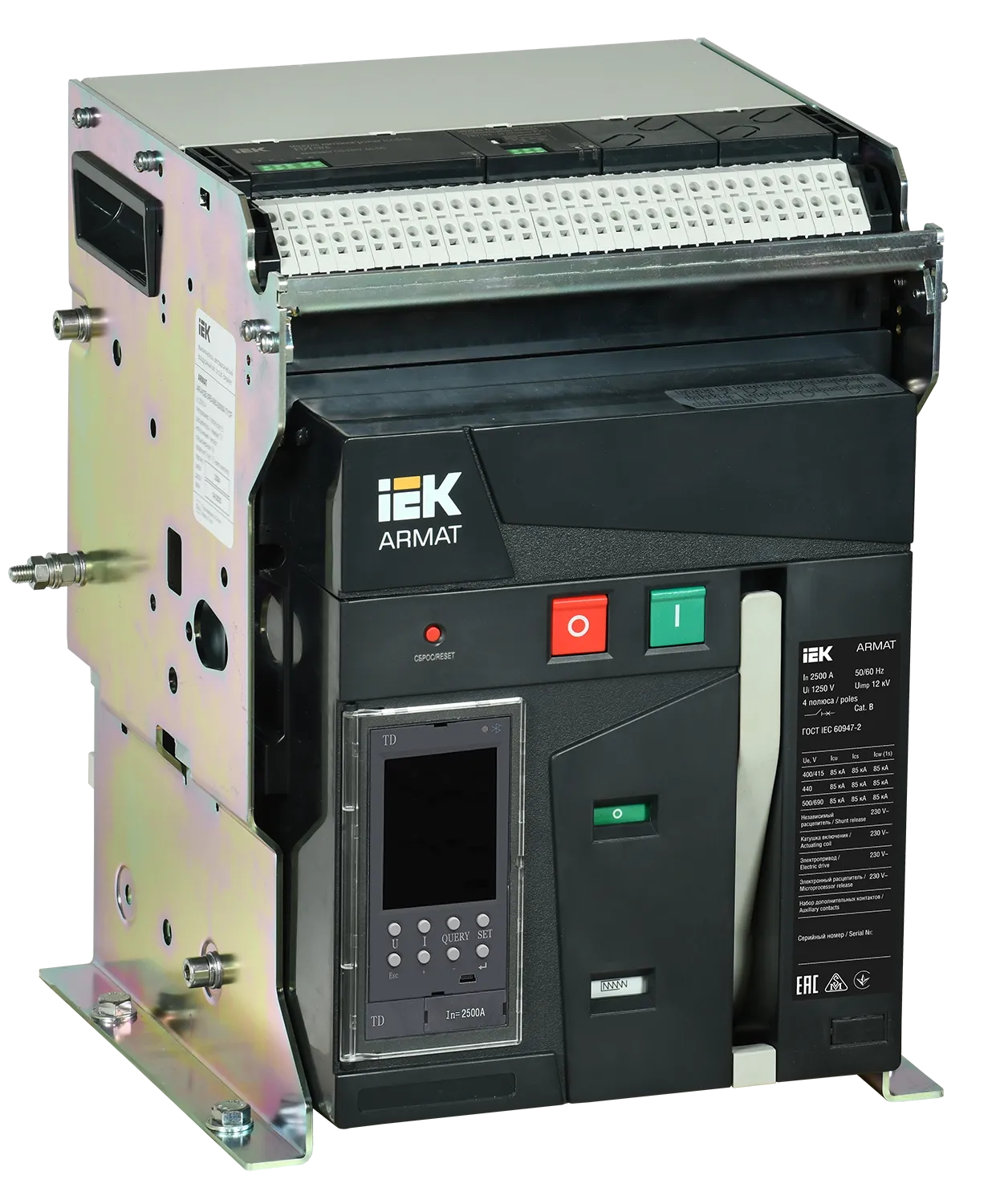 ARMAT AR-A3S TD25 3P F HR/VR Выключатель автоматический воздушный 85кА расцепитель TD 2500А 3P стационарный с аксессуарами ~220-240В: реле отключения, AR-ACB-3FD-085-2500A-TDCF