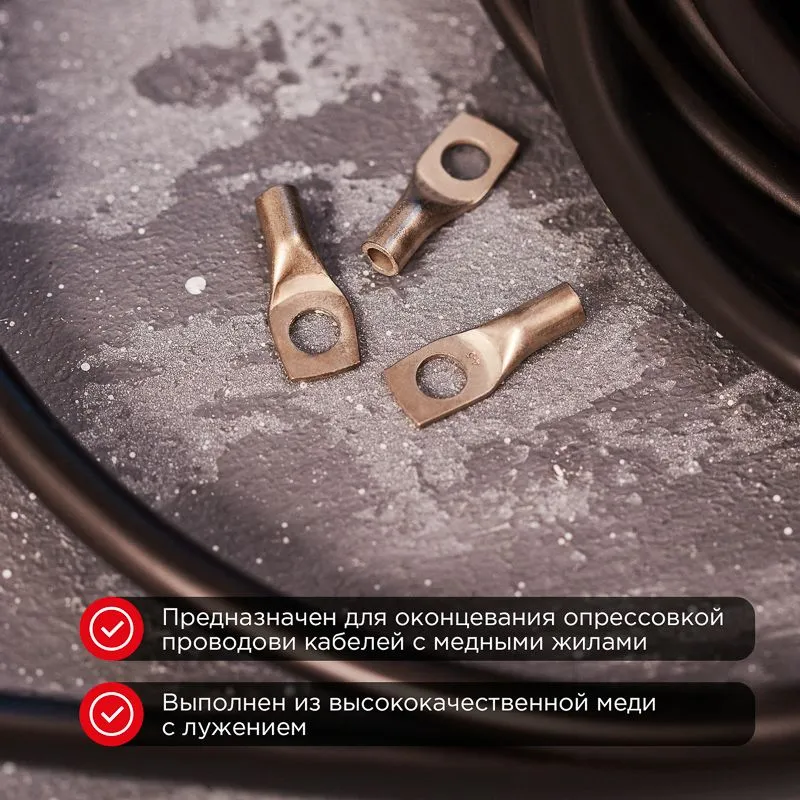 Наконечник медный луженый ТМЛ-Р 4–5 (4мм² - Ø5мм) (в упак. 10 шт.) REXANT - Фото 2