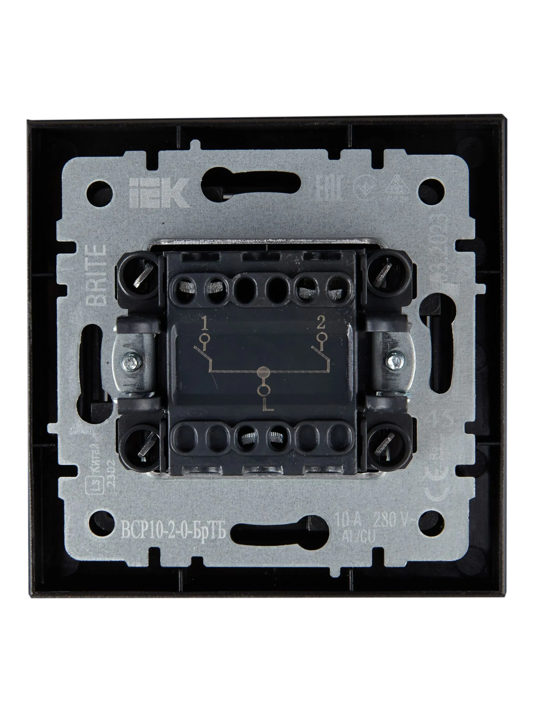 BRITE Выключатель 2-клавишный 10А в сборе ВСР10-2-0-БрТБ темная бронза IEK - Фото 7