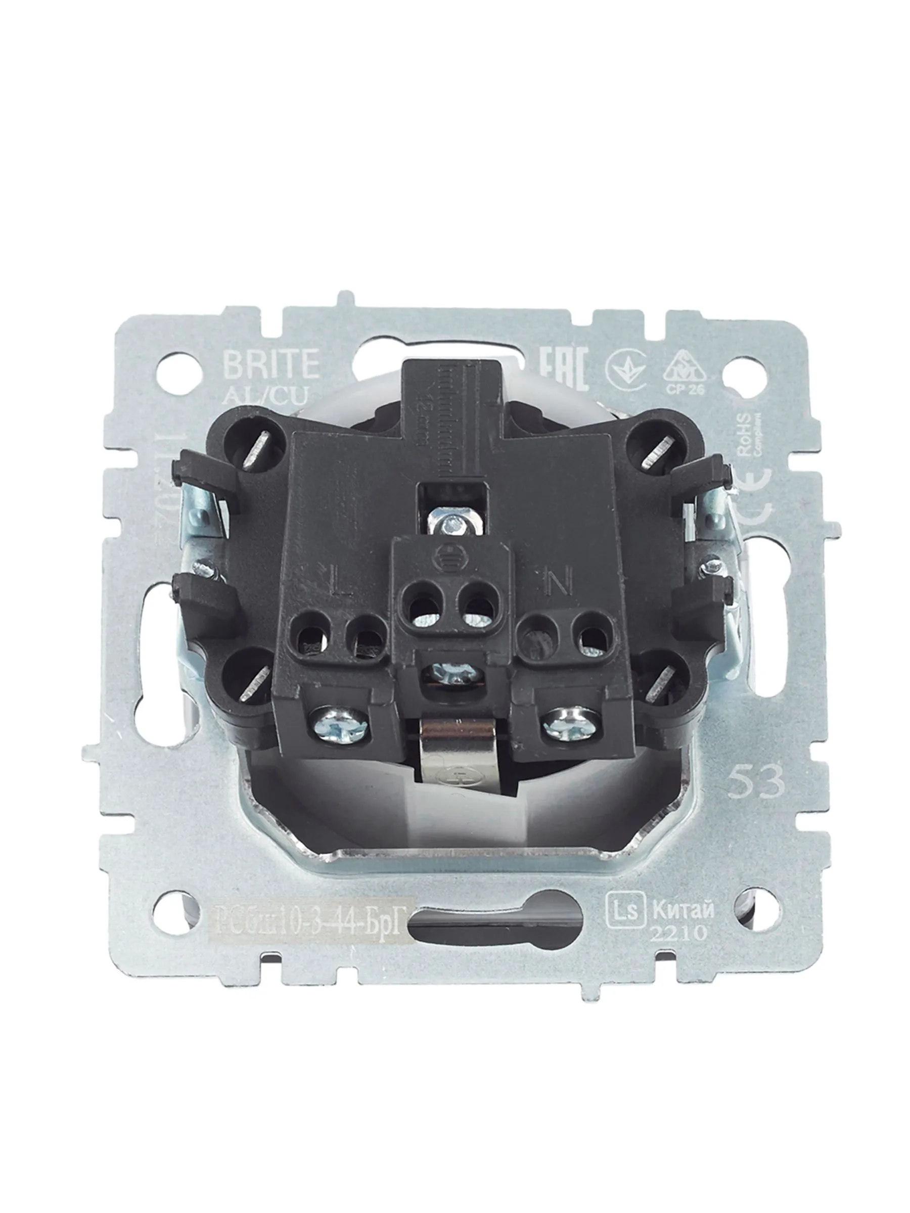 BRITE Розетка 1-местная с заземлением с защитными шторками и крышкой 16А IP44 РСбш10-3-44-БрГ графит IEK - Фото 5