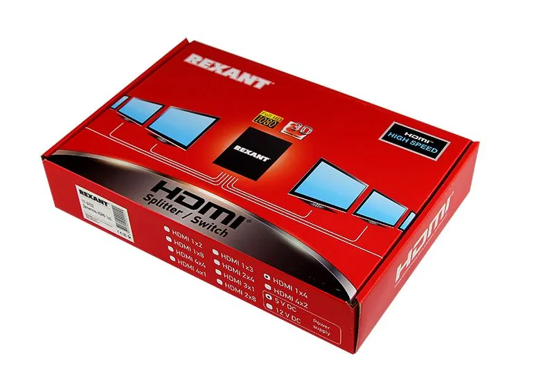 Делитель гнездо HDMI на 4 гнезда HDMI, металл REXANT - Фото 2