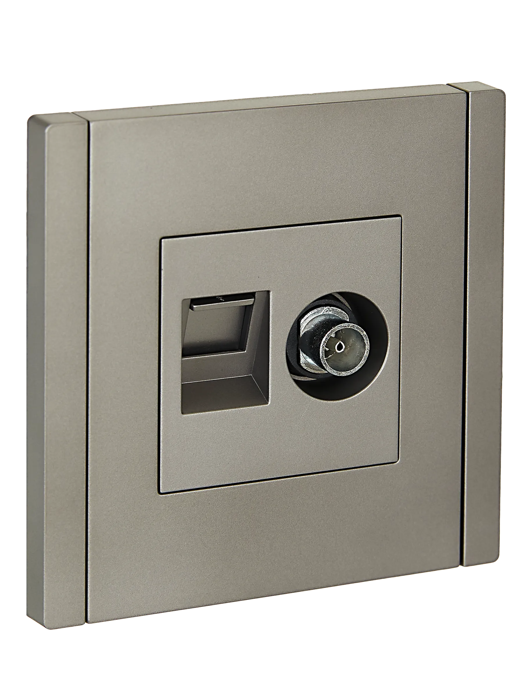 FORTE&PIANO Розетка двойная TV+RJ45 кат.6 FP537 сталь IEK FP-AK20-2-K46