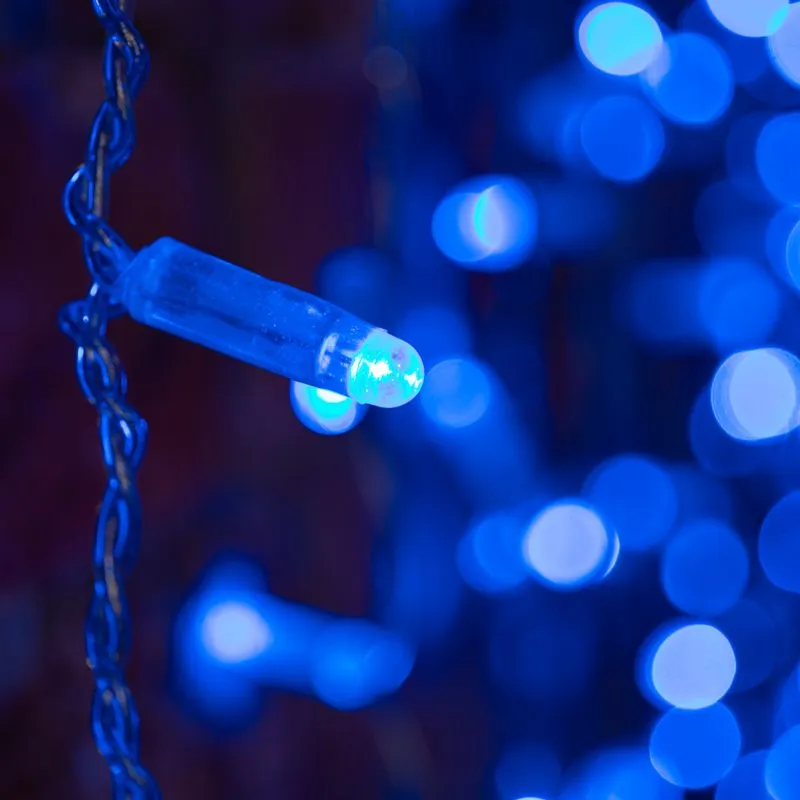 Гирлянда Светодиодный Дождь 2х1,5м, постоянное свечение, прозрачный провод, 230 В, диоды СИНИЕ - Фото 2