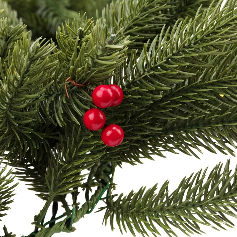 Еловый шлейф с ягодами и гирляндой NEON-NIGHT 1.8 м, 30 LED, 31 В, литой, теплое белое свечение - Фото 5