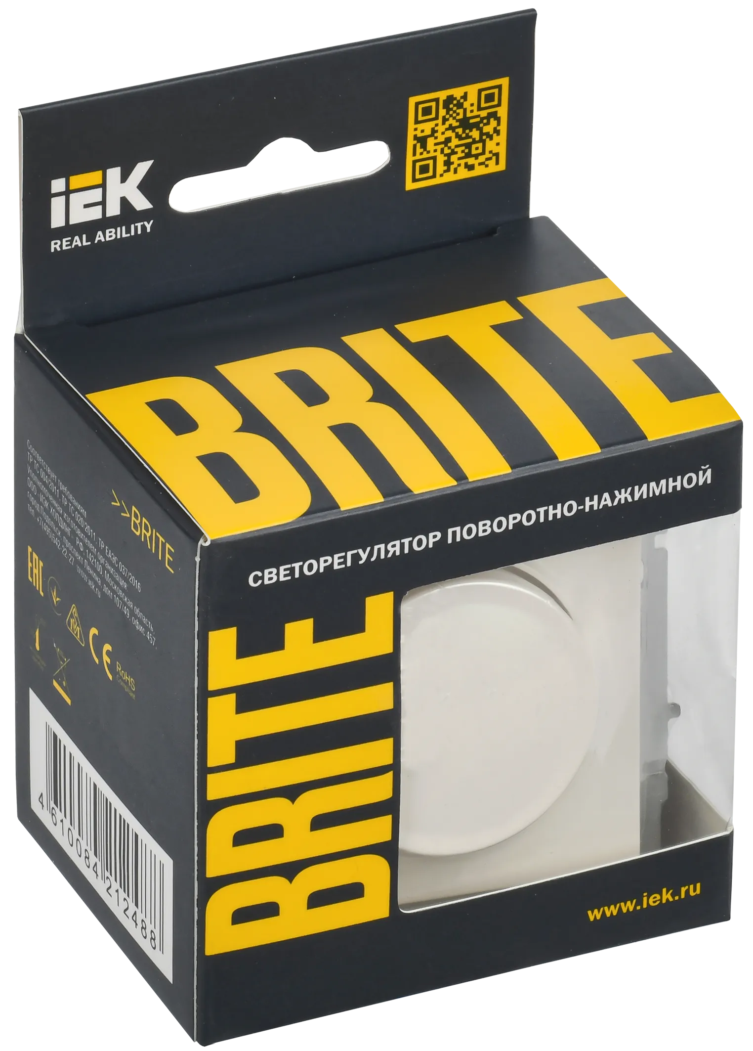 BRITE Светорегулятор поворотно-нажимной 600Вт СС10-1-0-БрЖ жемчуг IEK - Фото 2
