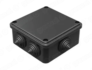 Коробка распаячная для о/п 100х100х50мм IP55 (48шт) ЧЕРНАЯ 6 гермовводов GE41234-05