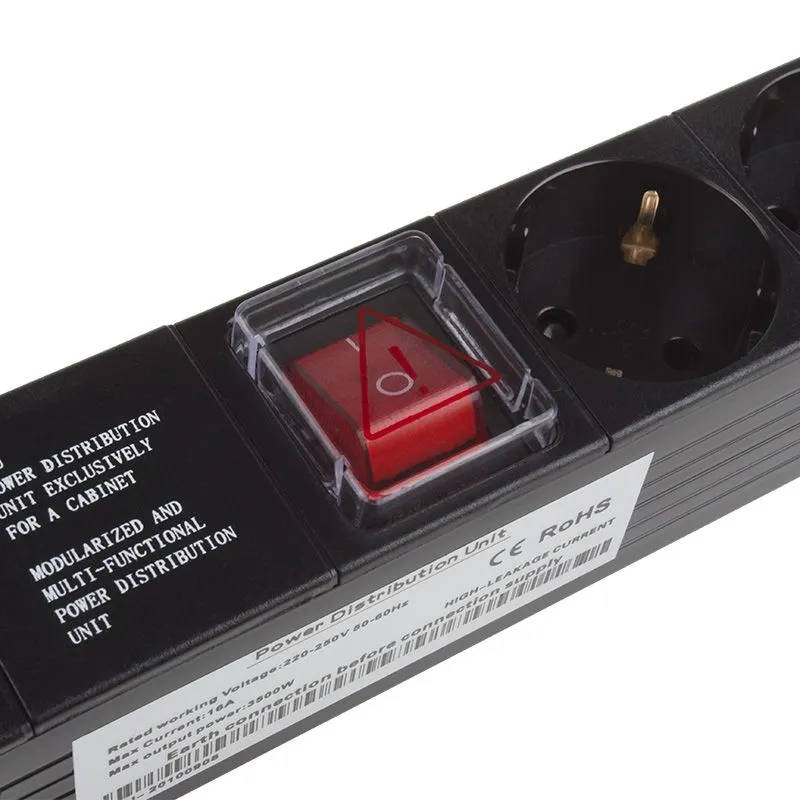 Блок розеток 19", 1U, 16А, 8 розеток, корпус пластик, без шнура питания - Фото 5