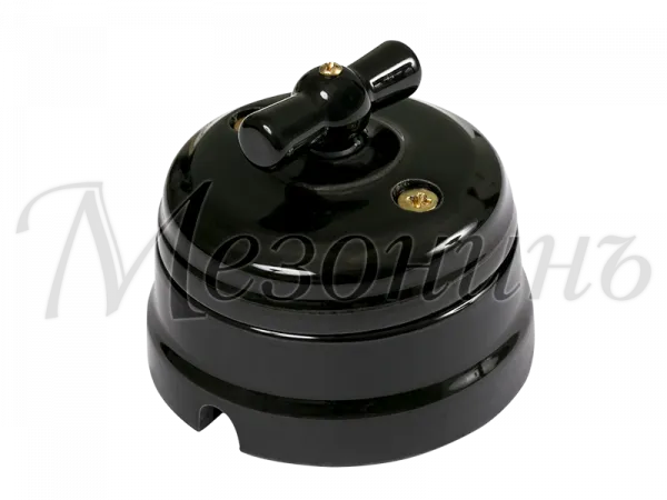 Выключатель ретро фарфоровый поворотный на четыре положения (2-х клавишн, в компл с подъемной