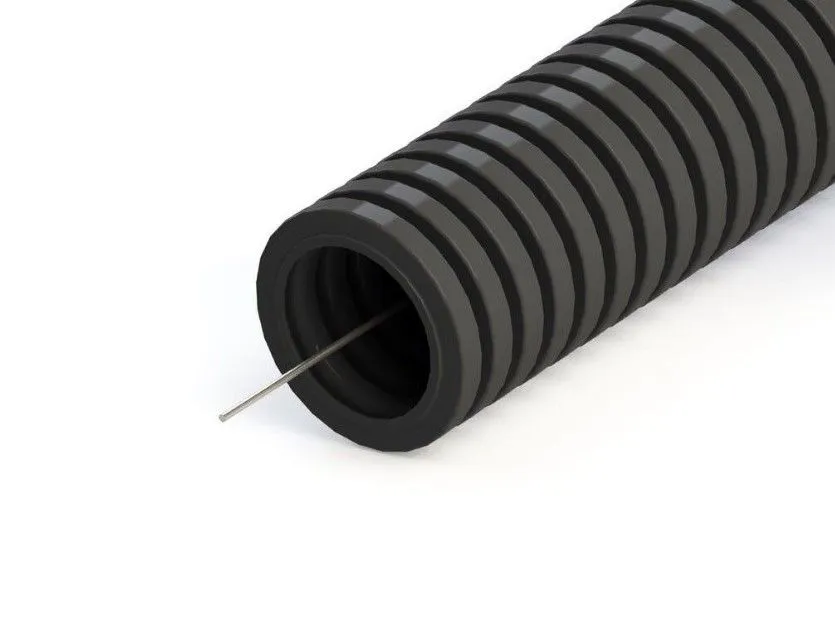 Труба ПНД гофрированная с зондом D25мм.  (50м/уп) Черный DEKRON