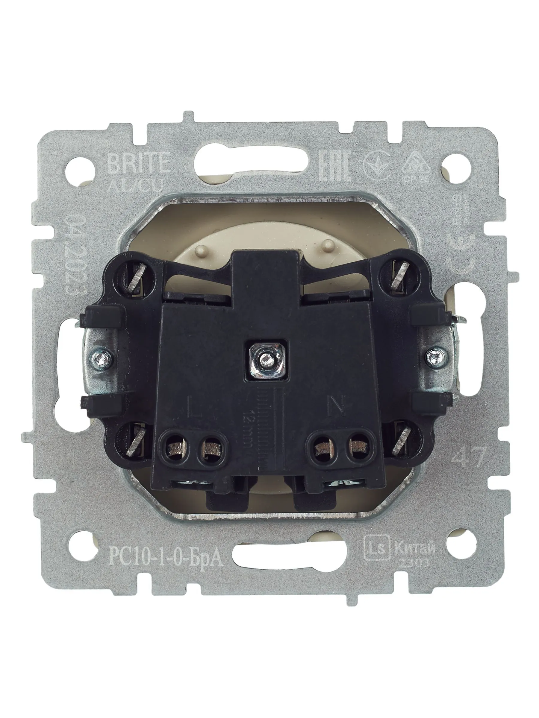 BRITE Розетка 1-местная без заземления без защитных шторок 10А РС10-1-0-БрА алюминий IEK - Фото 4