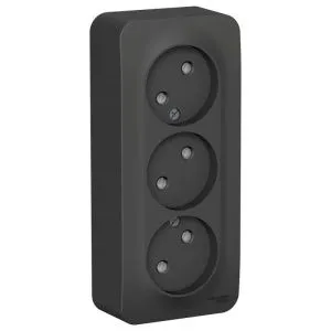 Розетка 3-м ОП Blanca 16А IP20 250В без заземл. защ. шторки с изолир. пластиной антрацит SE BLNRA001316 1210640