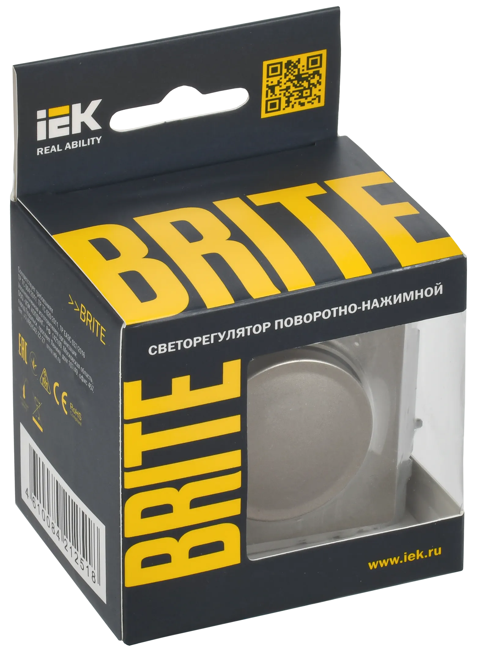 BRITE Светорегулятор поворотно-нажимной 600Вт СС10-1-0-БрШ шампань IEK - Фото 2