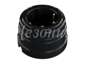 Розетка ретро пластиковая, двухполюсная, с заземляющим контактом, IP20, цвет - черный GE30301-05