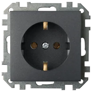 Розетка штепсельная с заземляющим контактом скрытой установки РС16-525 графит 10466BY