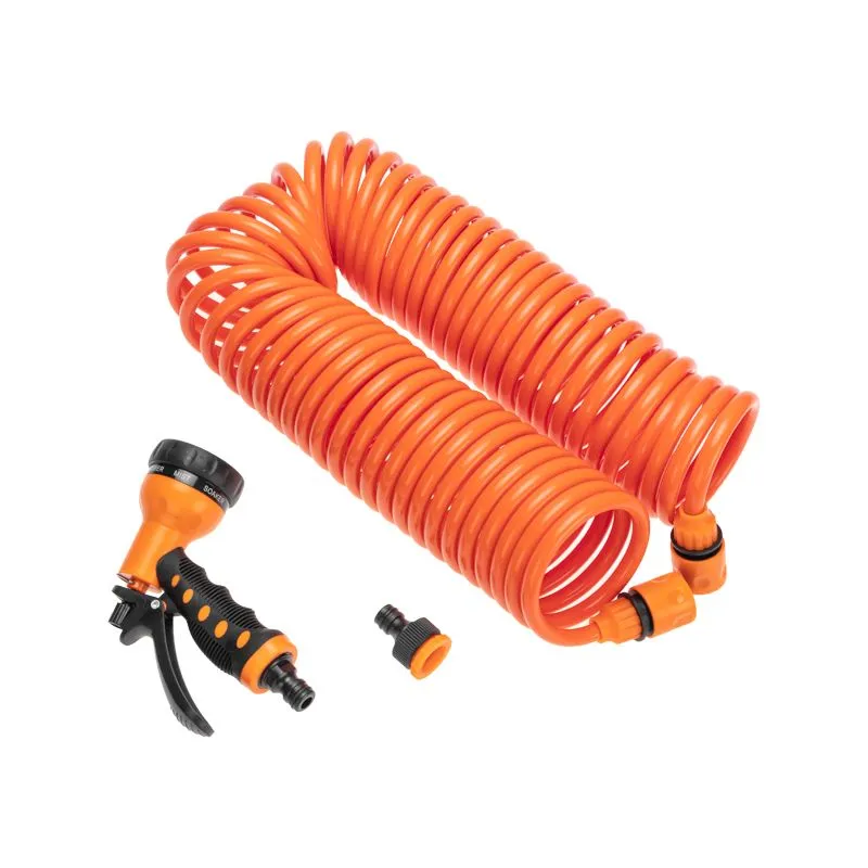 Шланг спиральный, 15м х 8мм, пистолет-распылитель, 2 коннектора, адаптер ЧЕТЫРЕ СЕЗОНА - Фото 2