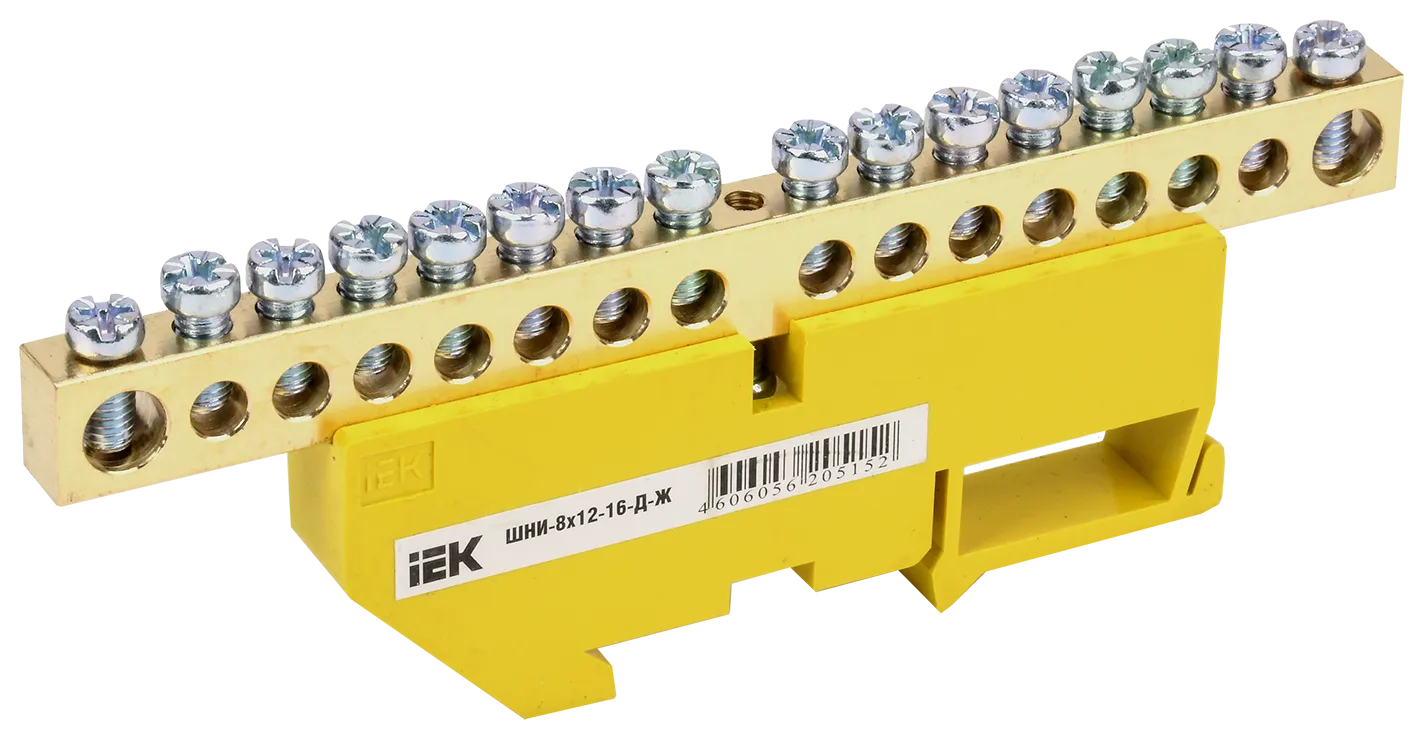 Шина PE "земля" на DIN-изол ШНИ-8х12-16-Д-Ж IEK