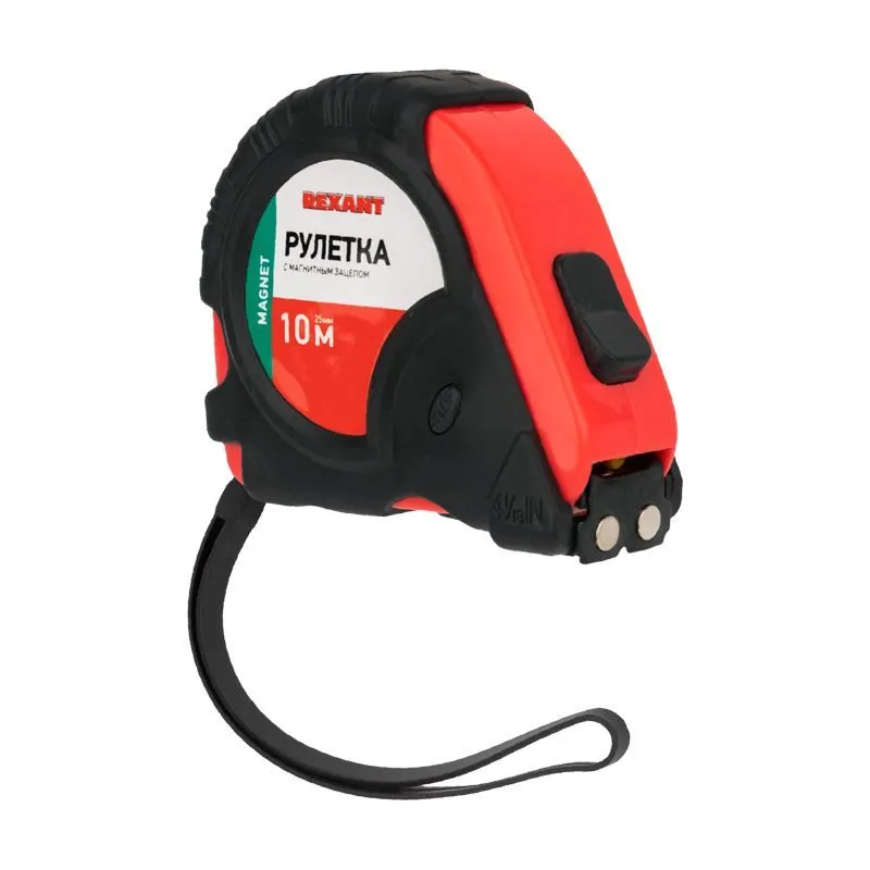 Рулетка измерительная Профи прорезиненный корпус, магнитная, 10м х 25мм REXANT 12-9017