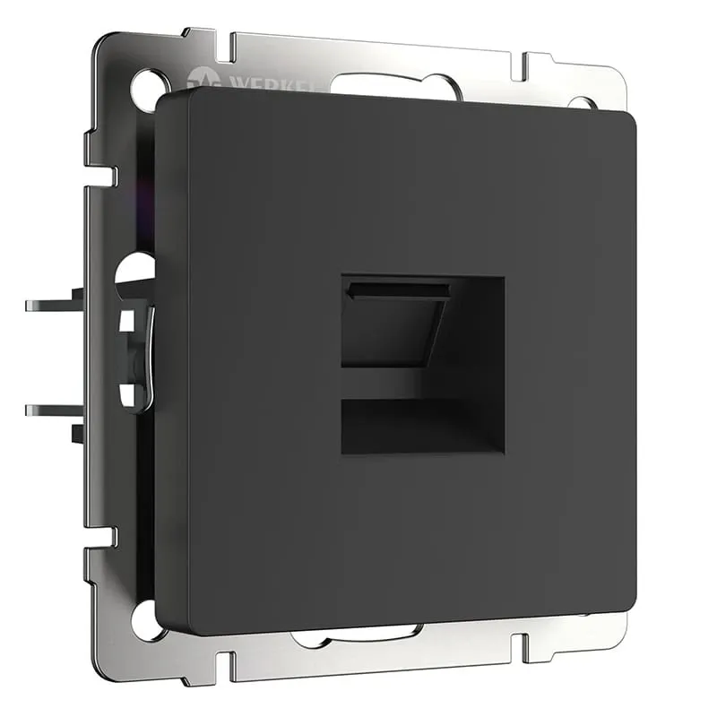 Розетка Ethernet RJ-45 (черный матовый) Werkel