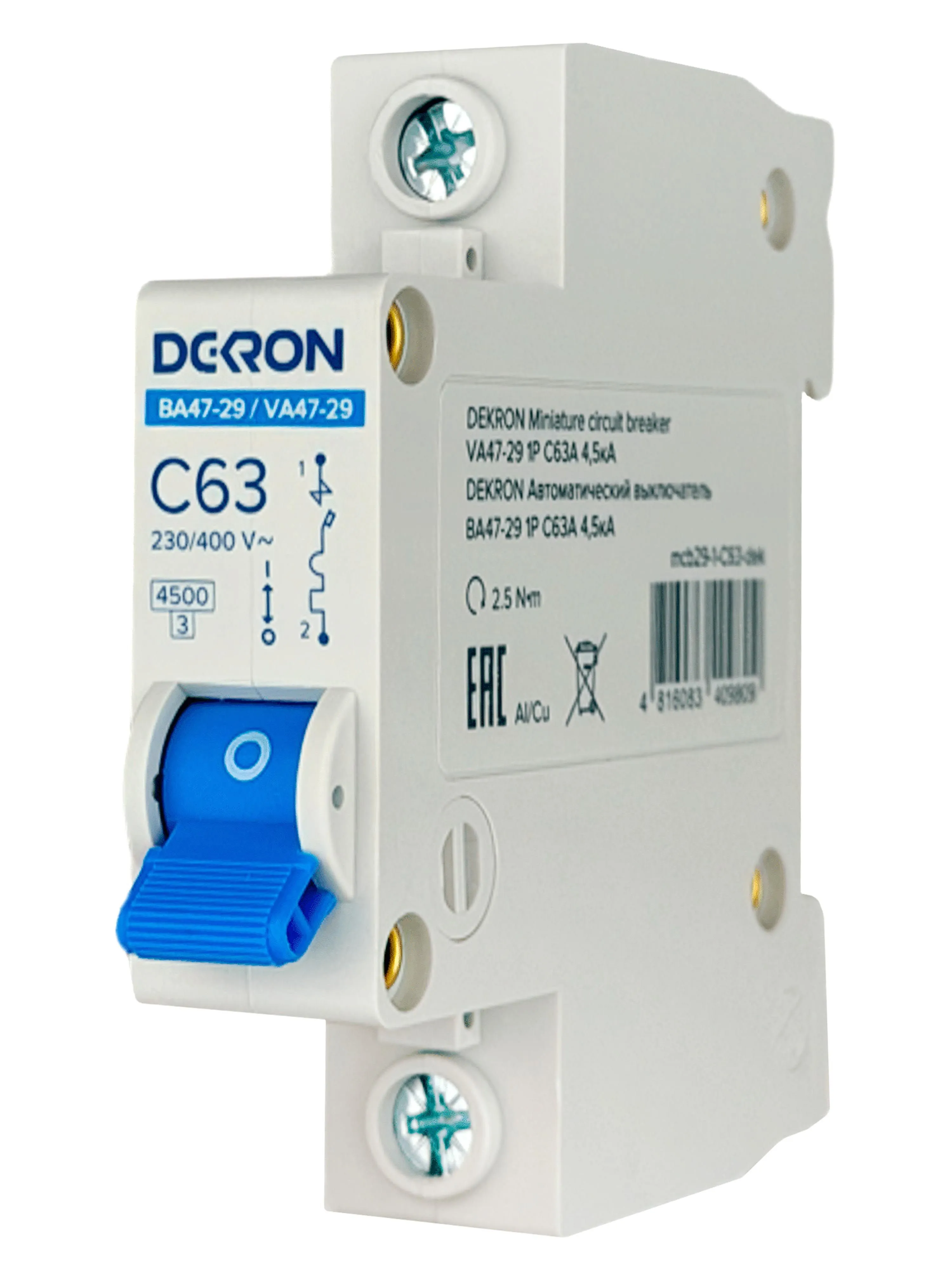 Автоматический выключатель ВА47-29 1P С63A 4,5кА - Фото 3