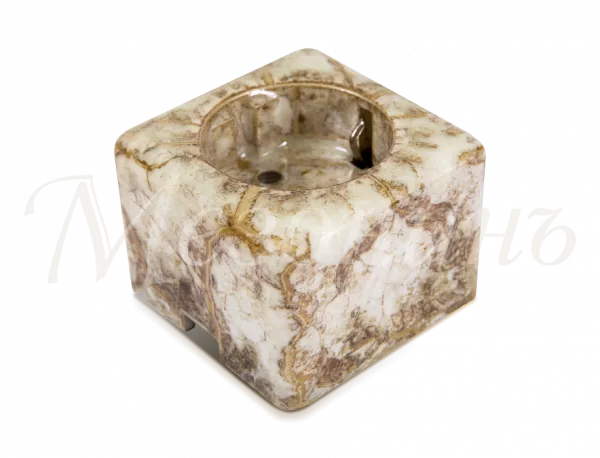 Розетка ретро фарфоровая, двухполюсная, с заземляющим контактом, коллекция "QUADRA" , цвет - дворцов