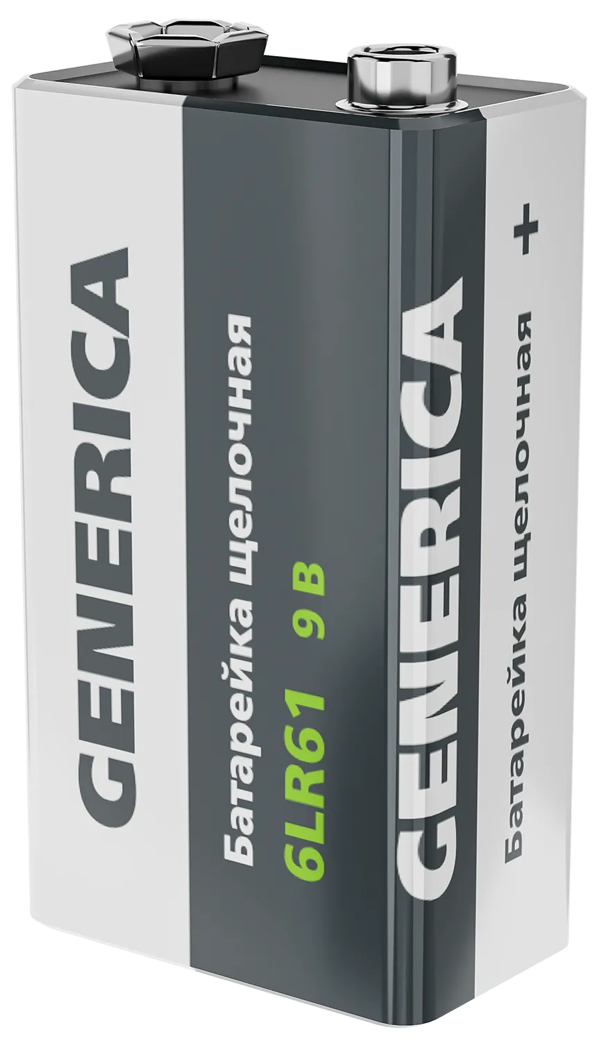 Батарейка щелочая Alkaline 6LR61 9V (1шт/блистер) GENERICA - Фото 2