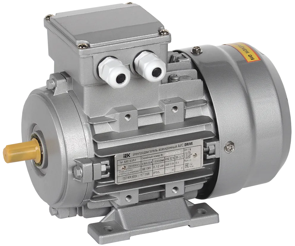 Электродвигатель асинхронный трехфазный АИС 63C4 380В 0,25кВт 1500об/мин 1081 DRIVE IEK